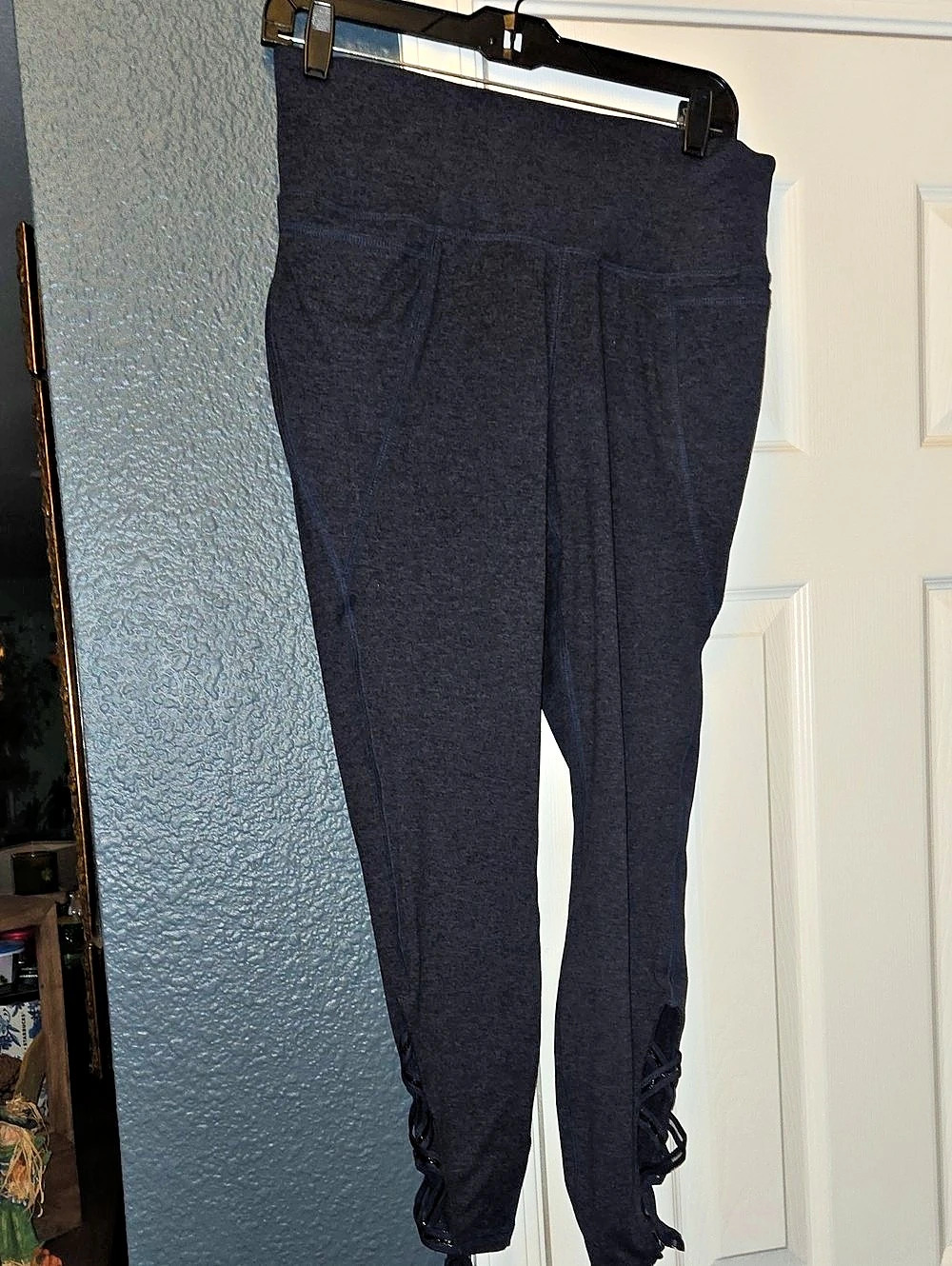 LIVI Lace-Up Ankle Leggings Heather Navy Like New
